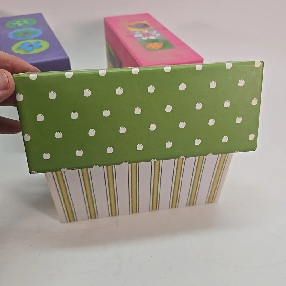 6 Decorative Storage Boxes Floral  Cardboard‎ Gift Box Attached Lid  8 x 4 x 6